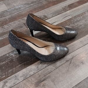 Alex Marie Elegant Acsdemia Black and White Snakeskin Women's Heels Size 9